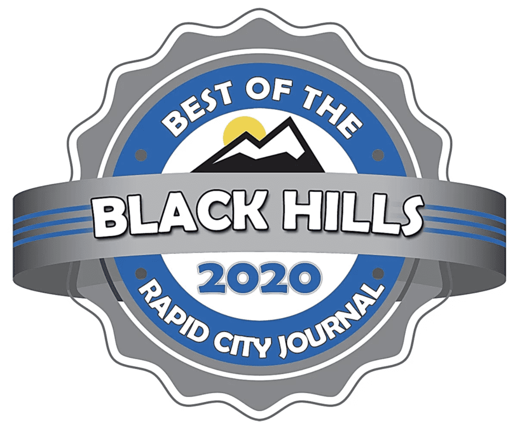 Best of the black hills 2020 logo grey and blue with mountain icon