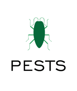 green bug icon above the word pests