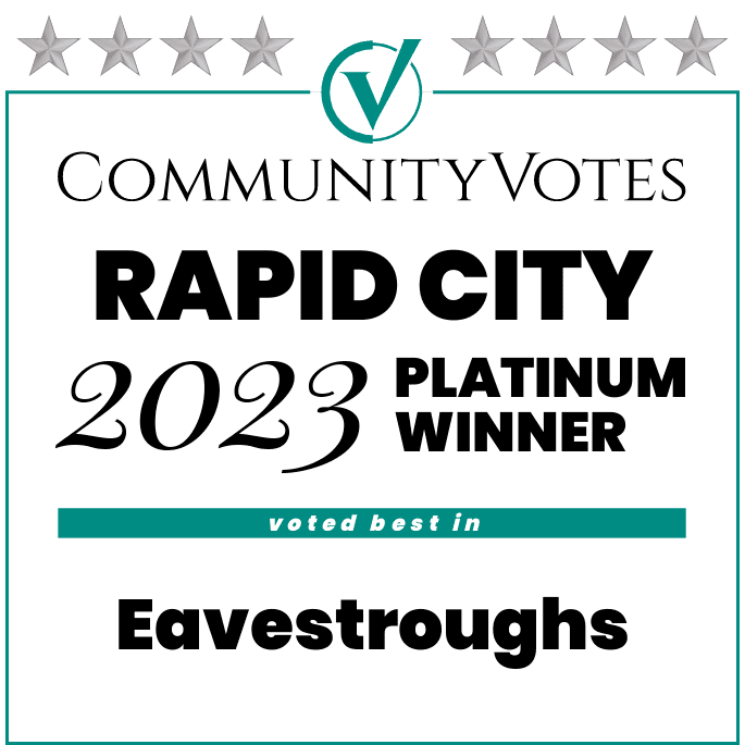 Winners badge Rapid City 2023 platinum eavestroughs