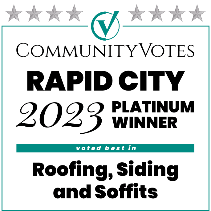 Winners badge Rapid City 2023 platinum roofing, siding and soffits